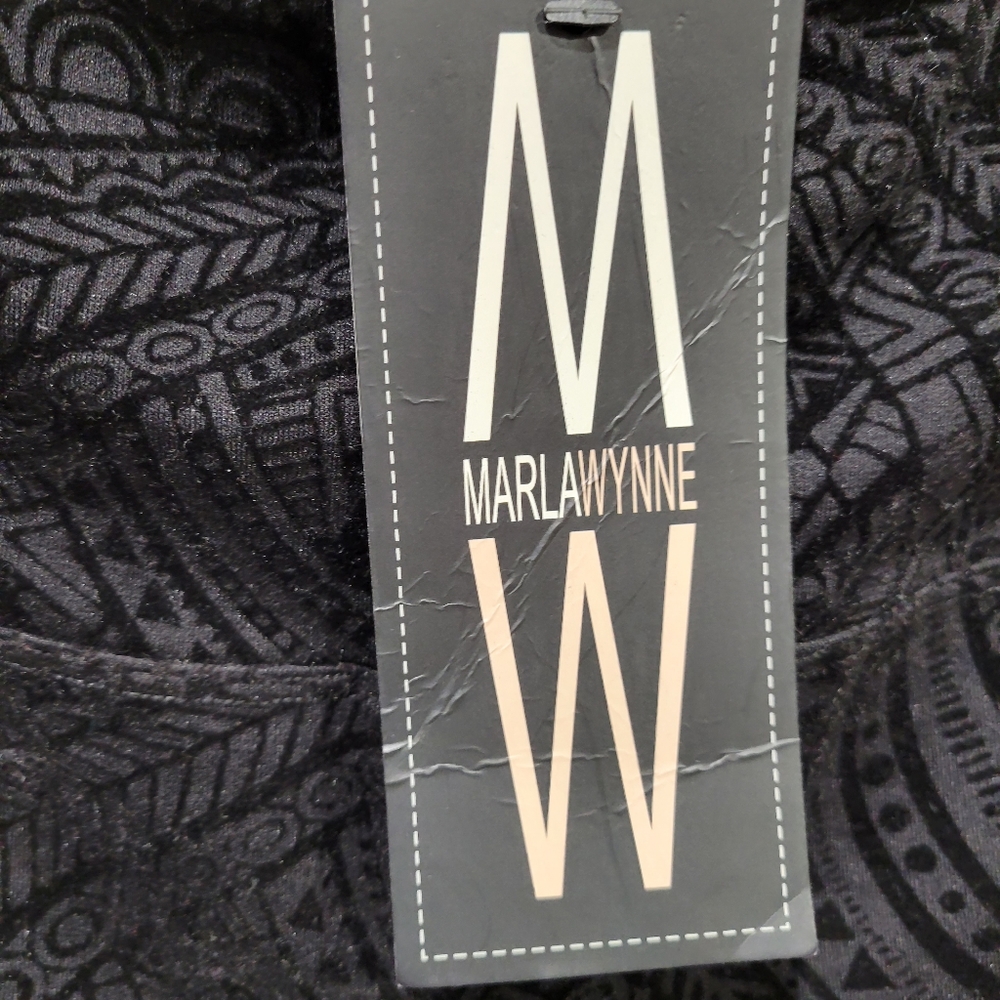 NWT Marla Wayne wide waist stretch Ponte pants with low pile velvet design. - Picture 5 of 9